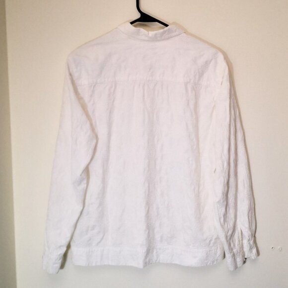 Chico's Designs White Embroidered Cotton Button Down Blouse Size 2 US 12-14 - Picture 2 of 5